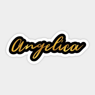 Angelica Name Hand Lettering in Faux Gold Letters Sticker